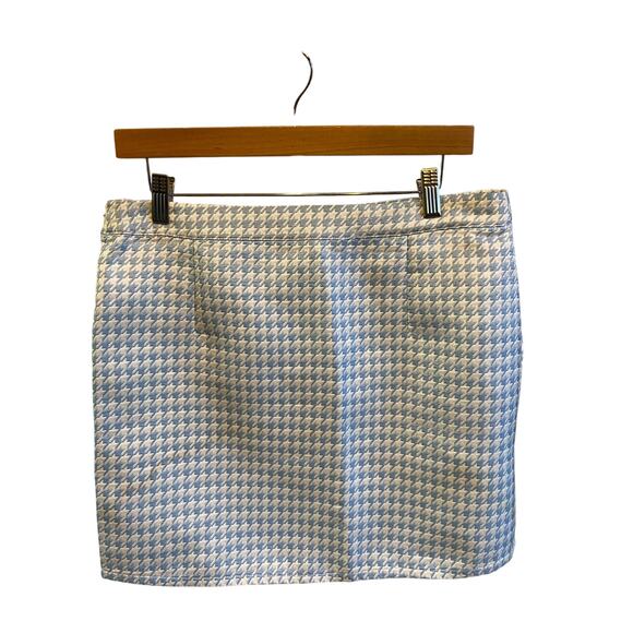 Forever 21 Skirt Mini Blue White Houndstooth with Pockets side hidden Zip Sz 29 - Picture 2 of 7